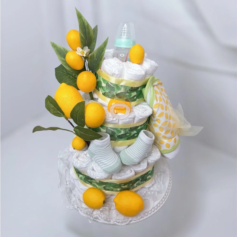 Lemon-Themed Diaper Cake
